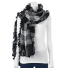 Apt. 9&reg; Plaid Ruffled Wrap Scarf, Women's, Black