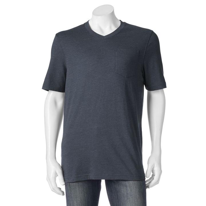 Men's Croft & Barrow&reg; Signature Pocket V-neck Tee, Size: Small, Dark Blue