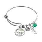 Love This Life Crystal And Aventurine Stainless Steel Strength Turtle Charm Bangle Bracelet, Women's, White