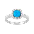 Sterling Silver Lab-created Blue Opal & Cubic Zirconia Halo Ring, Women's, Size: 7