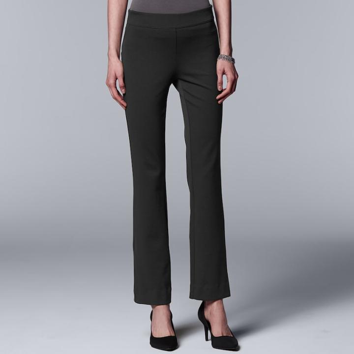 Women's Simply Vera Vera Wang Everyday Luxury Pull-on Ponte Bootcut Pants, Size: Xl, Black