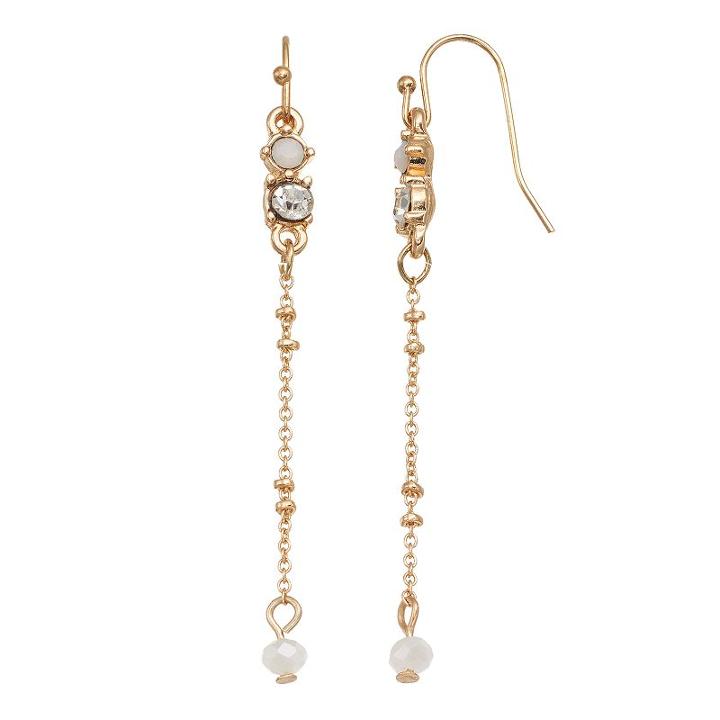 Lc Lauren Conrad Faceted Stone Linear Chain Drop Earrings, Women's, Beige Oth