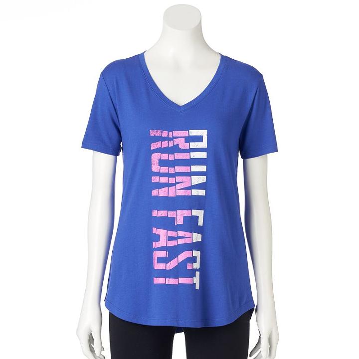 Women's Tek Gear&reg; Dry Tek V-neck Tee, Size: Small, Dark Blue