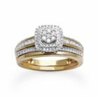 Diamond Square Halo Engagement Ring Set In 10k Gold (1/2 Ct. T.w.), Women's, Size: 7, White