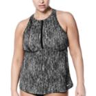 Plus Size Nike High-neck Tankini Top, Women's, Size: 3xl, Black