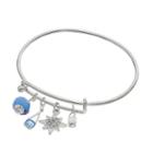 Blue Starburst Charm Adjustable Bangle Bracelet, Women's