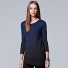 Women's Simply Vera Vera Wang Ombre Asymmetrical Crewneck Sweater, Size: Small, Blue