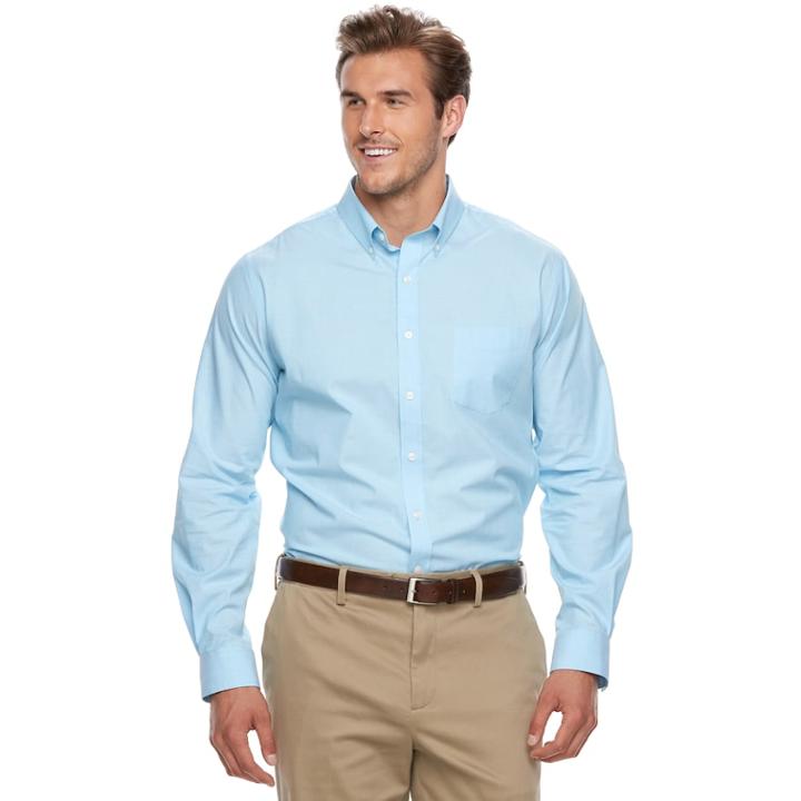 Big & Tall Croft & Barrow&reg; Classic-fit Stretch Woven Button-down Shirt, Men's, Size: 3xl Tall, Brt Blue