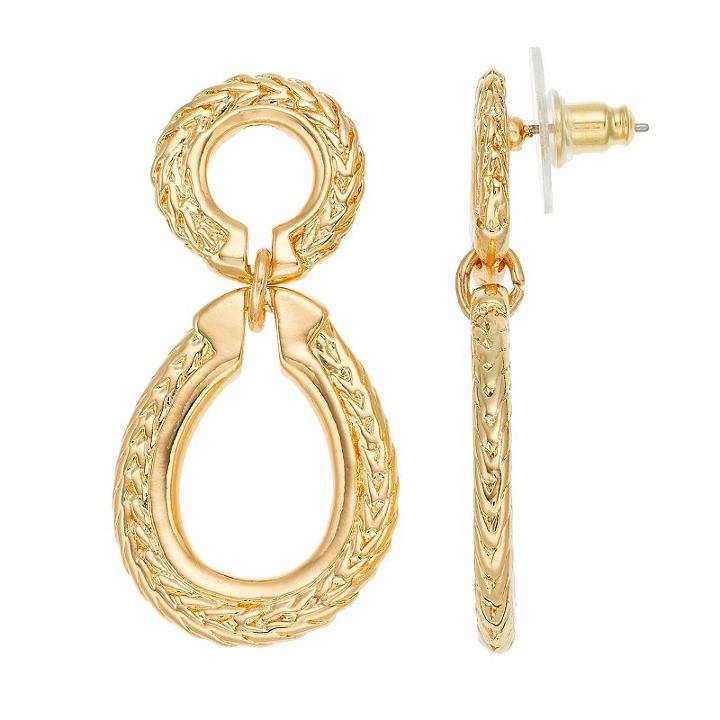 Dana Buchman Textured Double Drop Earrings, Women's, Gold