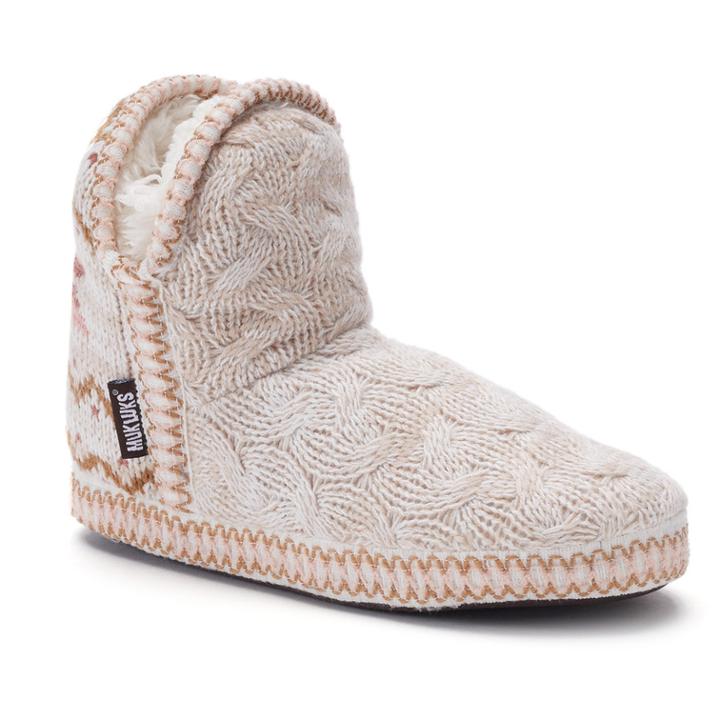 Women's Muk Luks Amira Knit Bootie Slippers, Size: Xl, Lt Brown