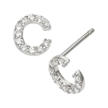 Sophie Miller Sterling Silver Cubic Zirconia Initial Stud Earrings, Women's