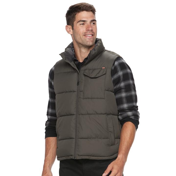 Men's Hemisphere Solid Puffer Vest, Size: Medium, Med Green