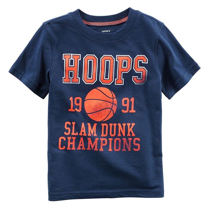 Boys 4-8 Carter's Navy Hoops Graphic Tee, Size: 7, Blue