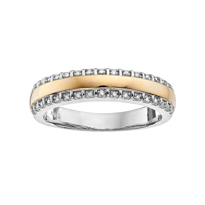 Always Yours Men's Two Tone Sterling Silver Diamond Accent Wedding Band, Size: 10, Yellow