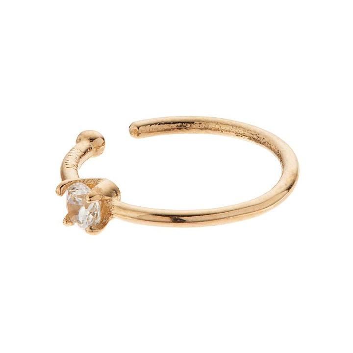 10k Gold Cubic Zirconia Nose Hoop, Women's, White