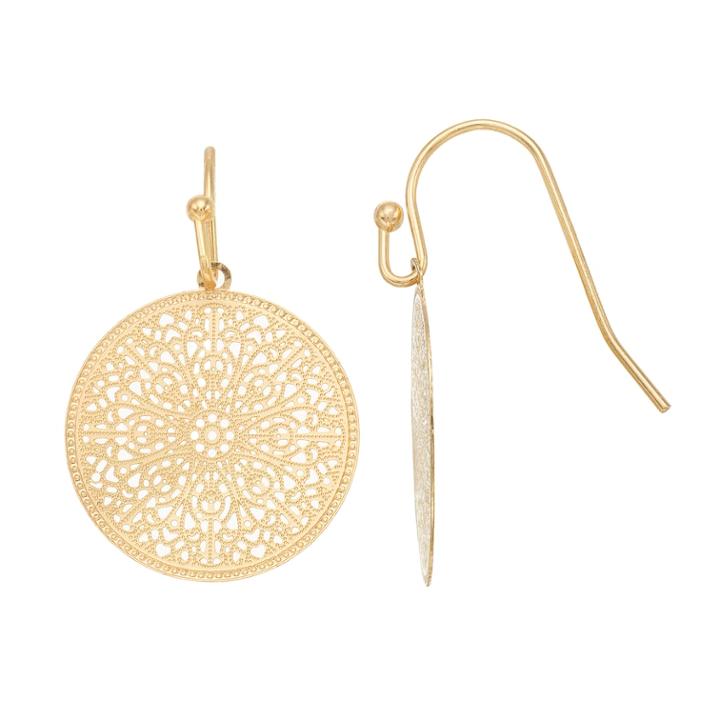 Lc Lauren Conrad Filigree Disc Drop Nickel Free Earrings, Women's, Gold