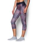 Women's Under Armour Heatgear Armour Print Capris, Size: Xs, Blue (navy)