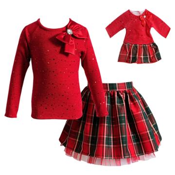 Girls 4-14 Dollie & Me Taffeta Top & Plaid Skirt Set, Size: 5, Pink Ovrfl