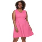 Plus Size Suite 7 Fit & Flare Sleeveless Dress, Women's, Size: 14 W, Dark Pink