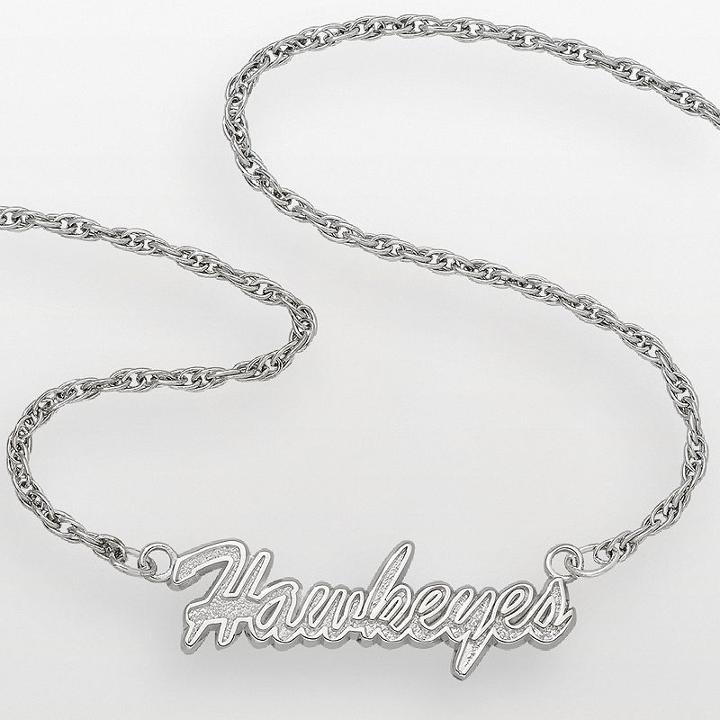Iowa Hawkeyes Sterling Silver Script Pendant, Women's, Size: 18, Multicolor