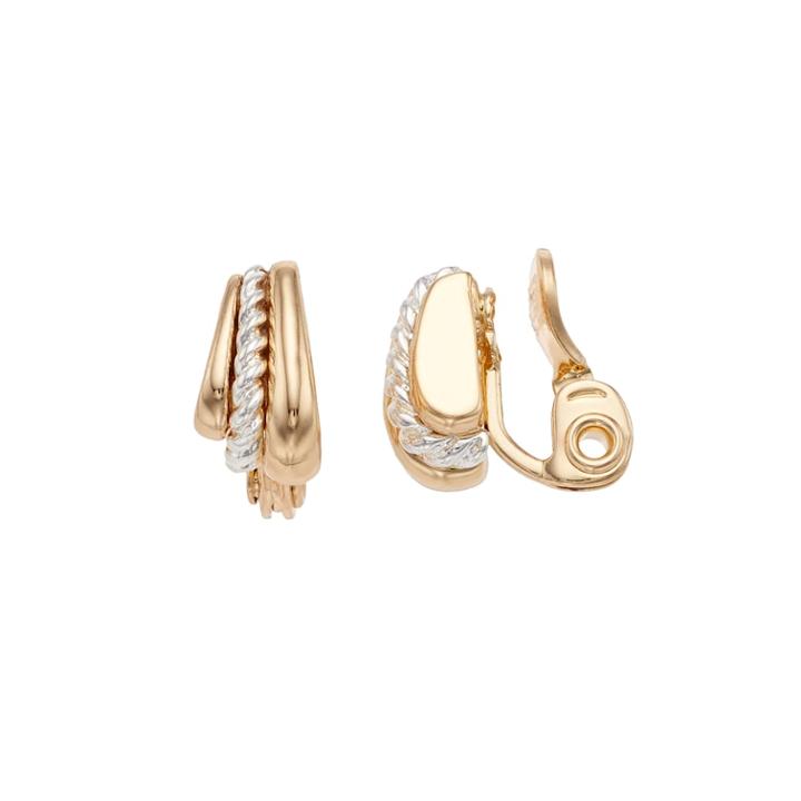 Napier Two Tone Textured Clip-on Earrings, Women's, Multicolor