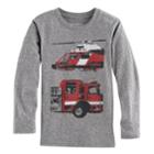 Boys 4-10 Jumping Beans&reg; Fire Truck & Helicopter Long Sleeve Graphic Tee, Size: 7, Grey