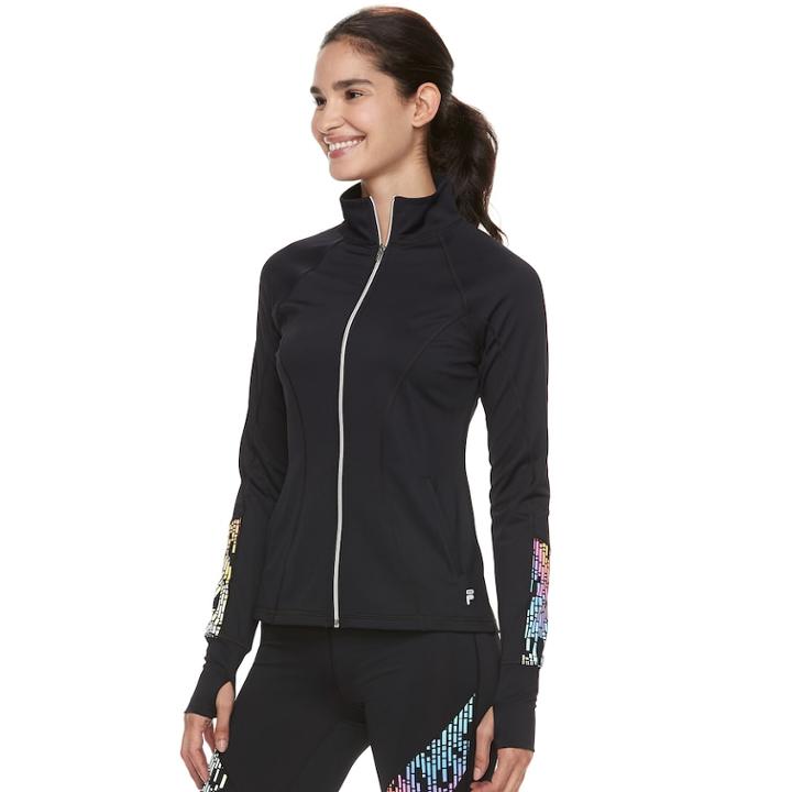 Women's Fila Sport&reg; Reflective Thumb Hole Jacket, Size: Medium, Black