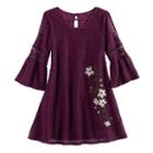 Girls 7-16 My Michelle Floral Embroidered Cold Shoulder Dress, Size: Medium (7), Drk Purple