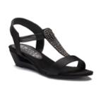 New York Transit Add Me Women's Strappy Wedge Sandals, Size: Medium (6.5), Black