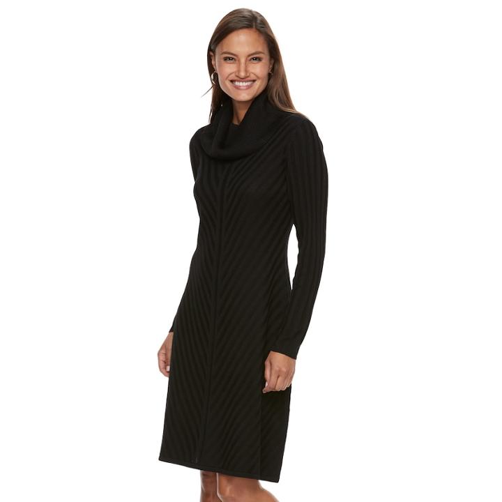 Women's Dana Buchman Mitered Cowlneck Sweater Dress, Size: Medium, Oxford