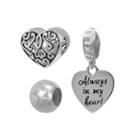 Individuality Beads Sterling Silver Heart Bead And Charm Set, Women's, Grey
