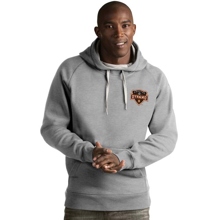 Men's Antigua Houston Dynamo Victory Pullover Hoodie, Size: Xxl, Light Grey