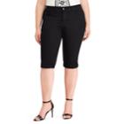 Plus Size Chaps Cuffed Twill Skimmer Shorts, Women's, Size: 18 W, Black