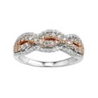 Diamonluxe Sterling Silver & 14k Rose Gold Over Silver 1 1/5 Carat T.w. Simulated Diamond Woven Ring, Women's, White