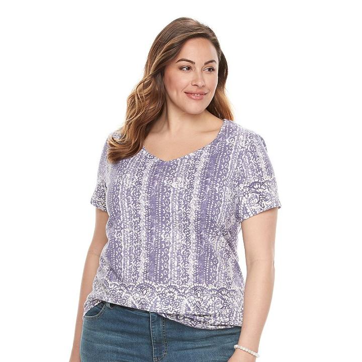 Plus Size Sonoma Goods For Life™ Essential V-neck Tee, Women's, Size: 1xl, Med Purple