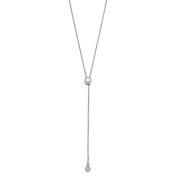 Brilliance Silver Plated Y Necklace With Swarovski Crystals, Women's, White