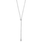 Brilliance Silver Plated Y Necklace With Swarovski Crystals, Women's, White
