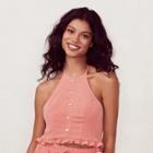 Women's Lc Lauren Conrad Beach Shop Halter Crop Top, Size: Small, Lt Orange