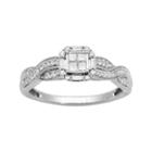 10k White Gold 1/4-ct. T.w. Diamond Twist Octagonal Halo Ring, Women's, Size: 8