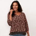 Plus Size Lc Lauren Conrad Floral Layered Top, Women's, Size: 2xl, Dark Green