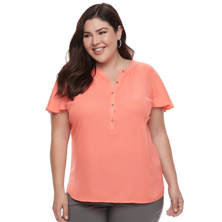 Plus Size Apt. 9&reg; Flutter Georgette Top, Women's, Size: 4xl, Med Pink