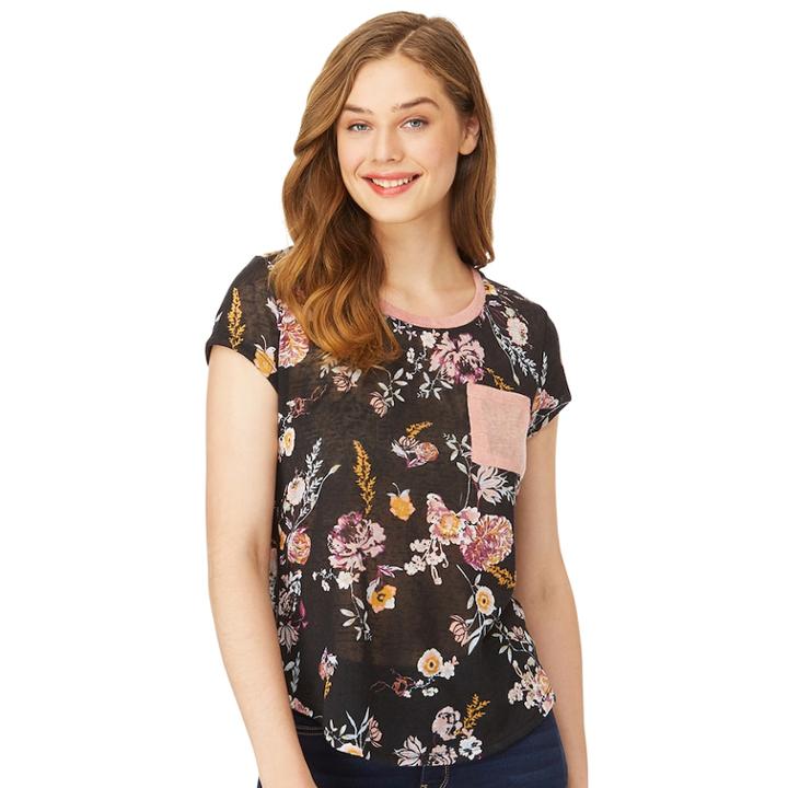 Juniors' Wallflower Scoopneck Tee, Teens, Size: Small, Med Grey