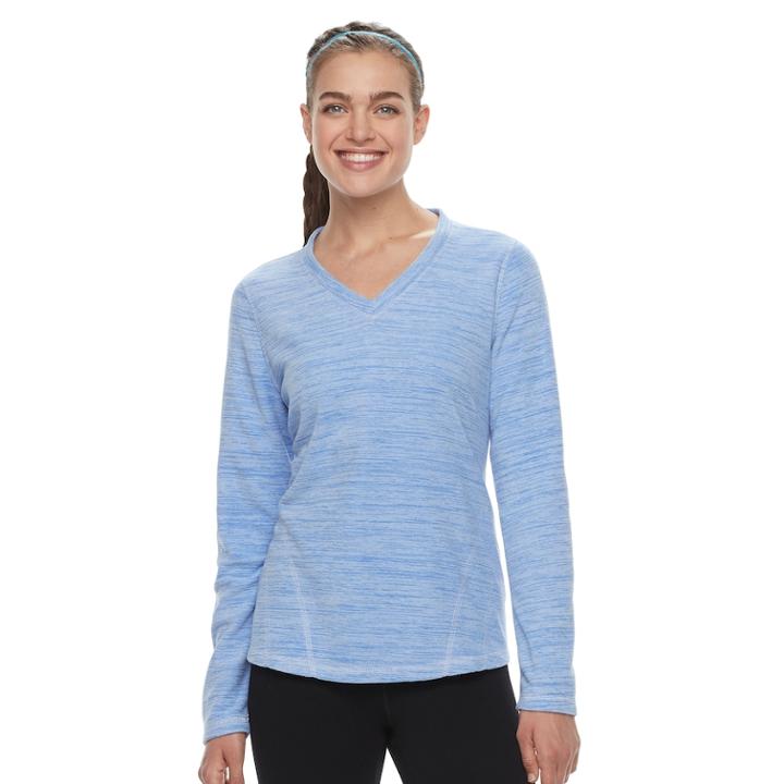 Petite Tek Gear&reg; Microfleece V-neck Tee, Women's, Size: M Petite, Med Blue