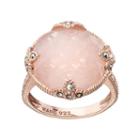 Lavish By Tjm 18k Rose Gold Over Silver Rose Quartz & Marcasite Circle Ring, Women's, Size: 6, Multicolor