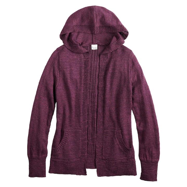 Girls 7-16 & Plus Size Mudd&reg; Hooded Cardigan, Size: 18 1/2, Dark Pink