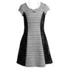 Girls 7-16 Emily West Lace Side Striped Skater Dress With Necklace, Girl's, Size: 10, White