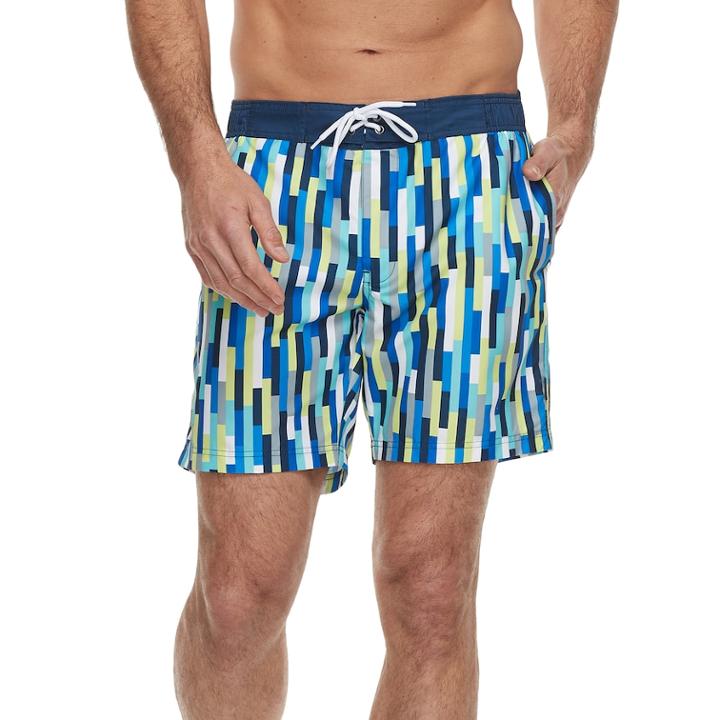 Men's Cole Patterned Hybrid Swim Trunks, Size: Medium, Yellow
