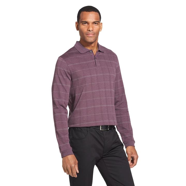 Big & Tall Van Heusen Flex Classic-fit Windowpane Polo, Men's, Size: 2xb, Purple