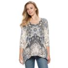Women's World Unity Shark-bite Printed Tunic, Size: Xxl, Blue