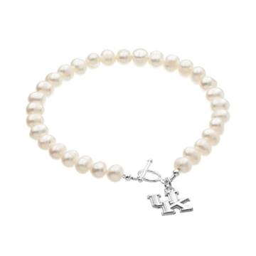 Dayna U Kentucky Wildcats Sterling Silver Freshwater Cultured Pearl Logo Charm Toggle Bracelet, Women's, Size: 8, White